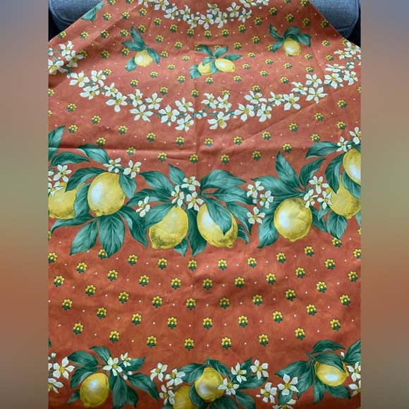 Made in France 100% Cotton Round Tablecloth Lemons  White Flowers Orange - Picture 1 of 12